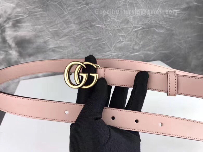 Gucci Leather Belt With Double G Buckle Pink 30mm